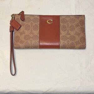 Coach Tan and Brown Wristlet